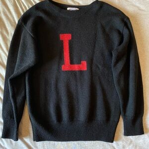 Varsity Athletic 1992 Black Sweater with Red 'L' Lettering